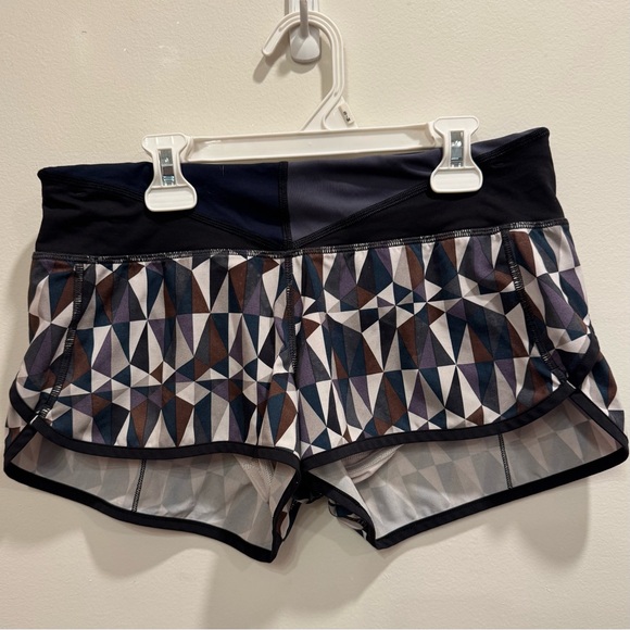 lululemon athletica Geometric Patterned Athletic Shorts - Black, Blue, Brown - Picture 1 of 3